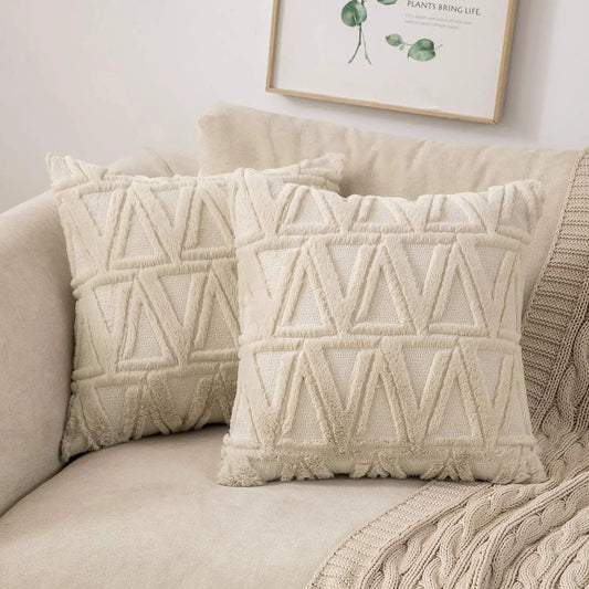 Plush Embroidered Cushion Cover