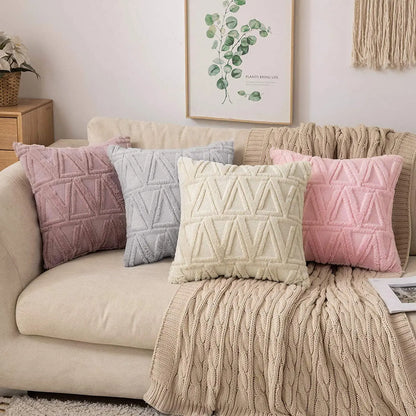 Plush Embroidered Cushion Cover