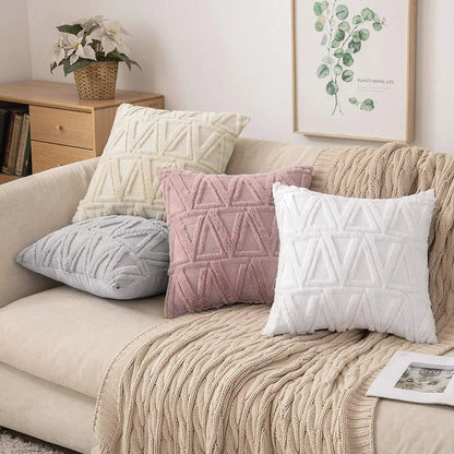 Plush Embroidered Cushion Cover