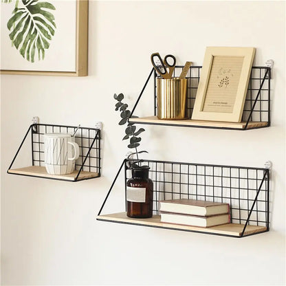 Wooden Iron Wall Shelf