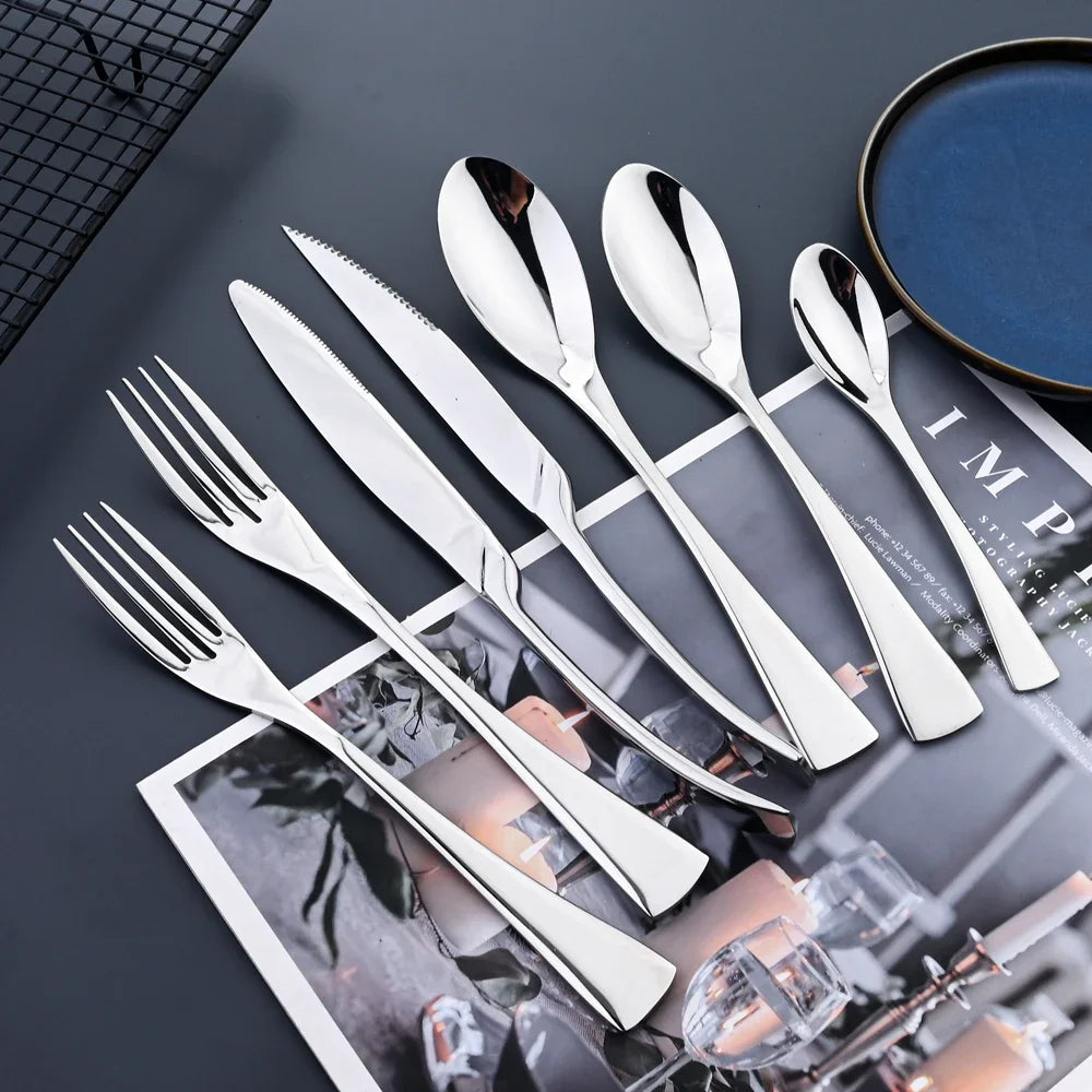 Silver Separate Dinnerware Set in 6 pcs