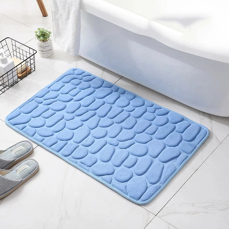 Cobblestone Embossed Bath Mat Non-slip Bathroom Carpets