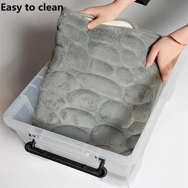 Cobblestone Embossed Bath Mat Non-slip Bathroom Carpets