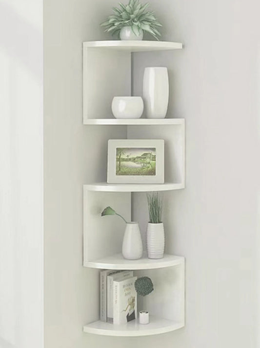 5-tier Corner Storage Rack Floating Wall Shelf