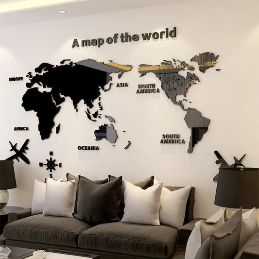 World Map Wall 3D Acrylic Wall Stickers