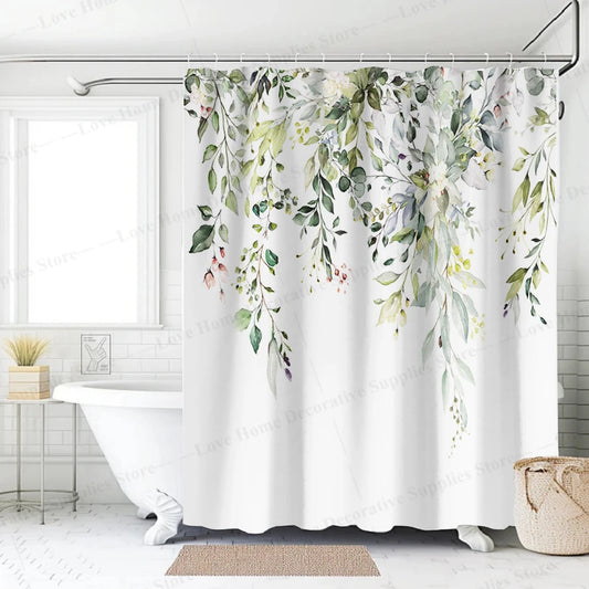 Leaves on The Top Plant with Floral Shower Curtain